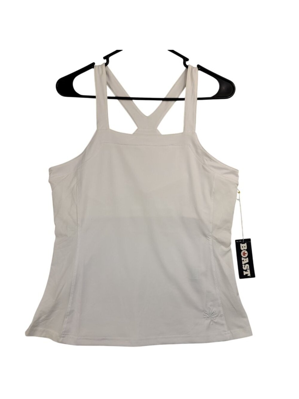 7 Boast Womens Racerback Tennis Pickleball Golf Tank M White Stretch Preppy Fair